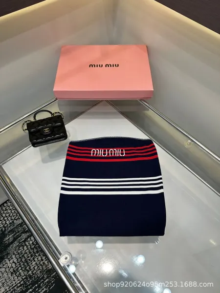 Miu Miu Striped Knit Skirt Navy - 3
