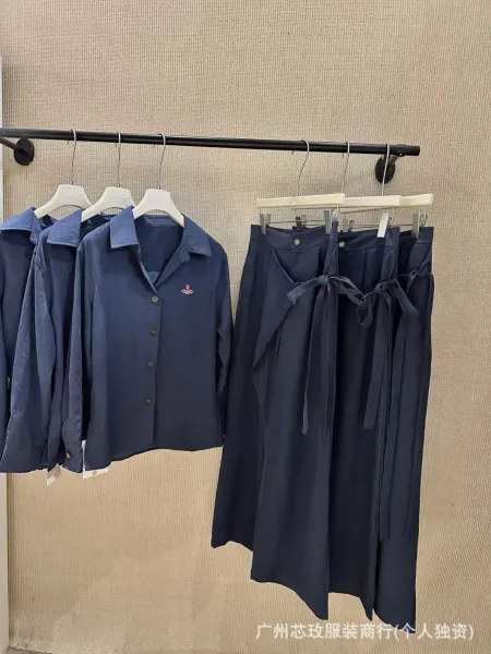 Vivienne Westwood Red Label Shirt and Wrap Skirt Set Navy - 6