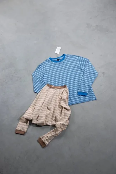 Design Striped Crewneck Sweater Beige Multicolor - 6