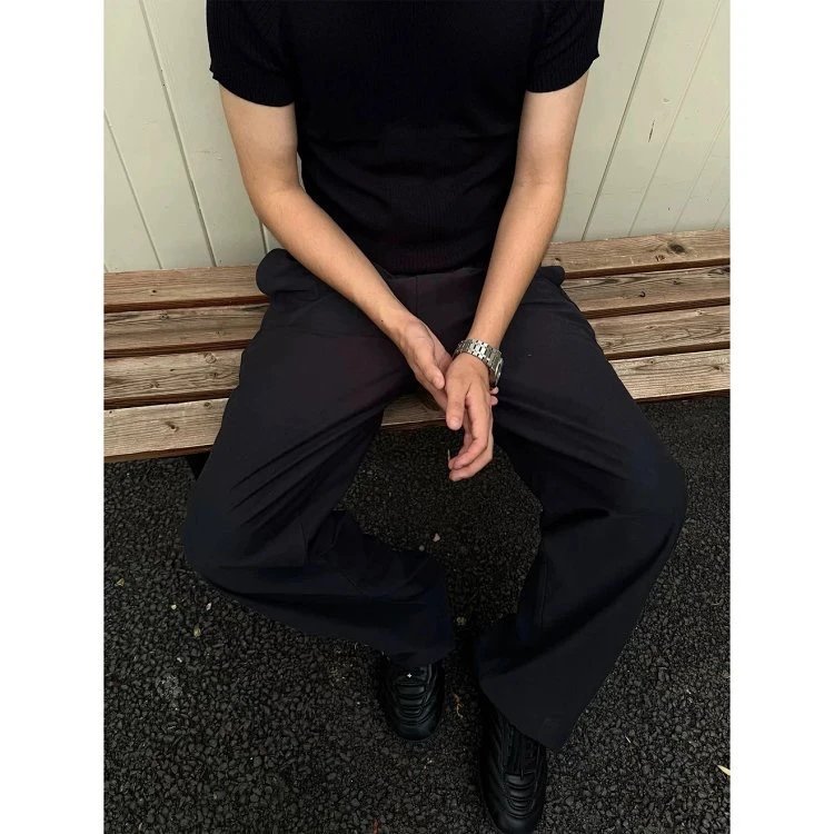 Design Wide-Leg Relaxed Fit Navy Pants - 9