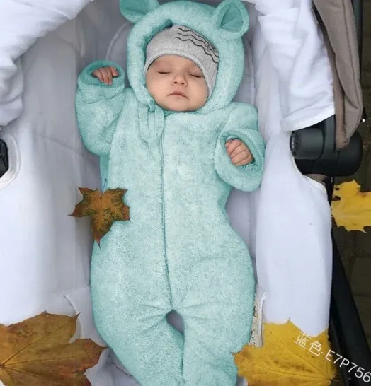 Design Purple Bear-Eared Fleece Romper with Beanie Hat Set Sleepwear - 11