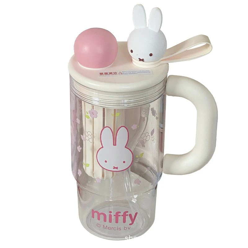 Miffy Clear Acrylic Pink Floral Bunny Handle Mug