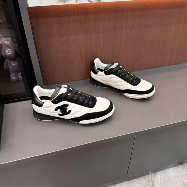 Chanel Tennis Classic Quilted White and Black Sneakers - 1