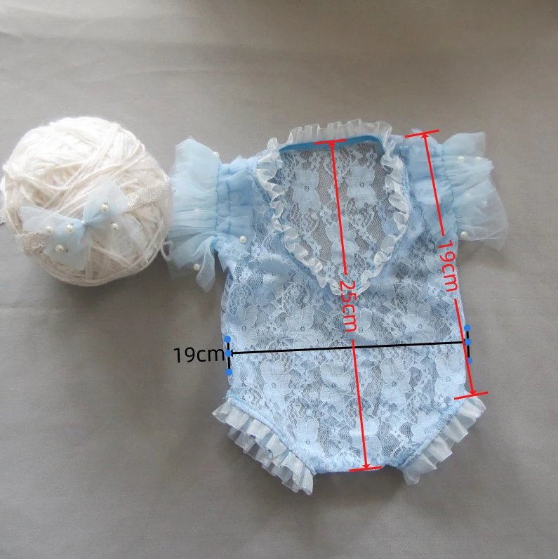 Design Lace Ruffled Bodysuit with Tulle Sleeves and Pearl Headband in Pink Underwear - 3