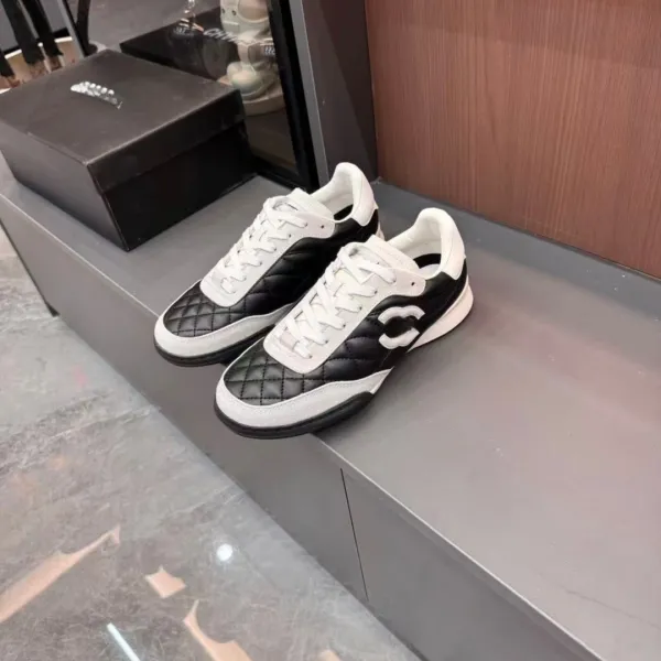 Chanel Tennis Classic Quilted White and Black Sneakers - 8