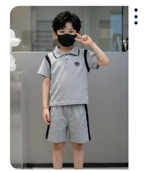 Design Navy Polo Shirt and Shorts Set with White Trim - 14