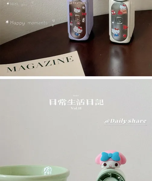 Hello Kitty Portable Mini Fan with KT Cap Accessory Beige Electronics - 7
