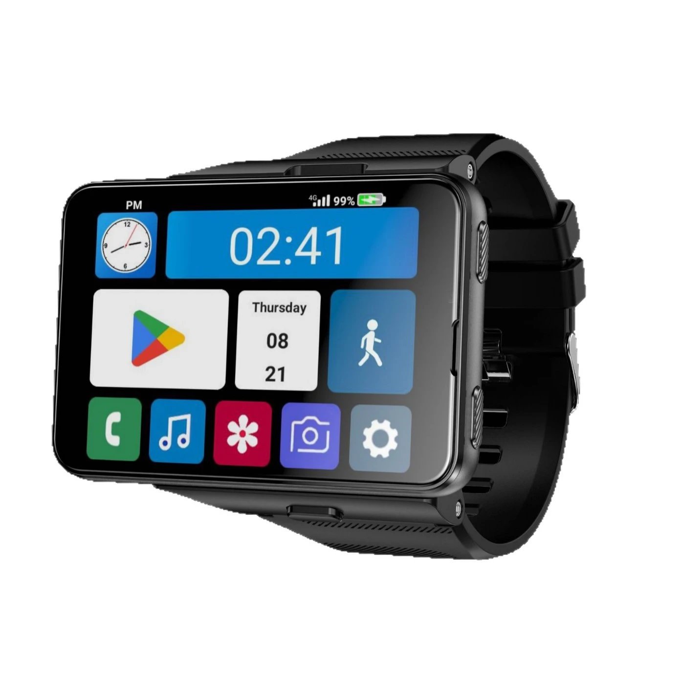 Smart Watch Black Rectangular Touchscreen Smartwatch