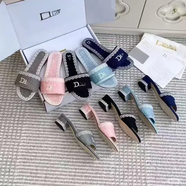 Dior J'Adior Slide Pink Lace-Trimmed Slippers - 4