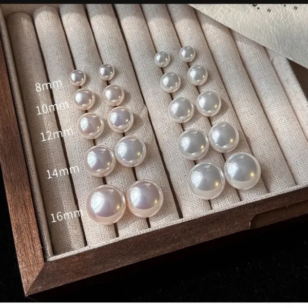 Design Pearl Stud Earrings 16mm White Jewelry - 2