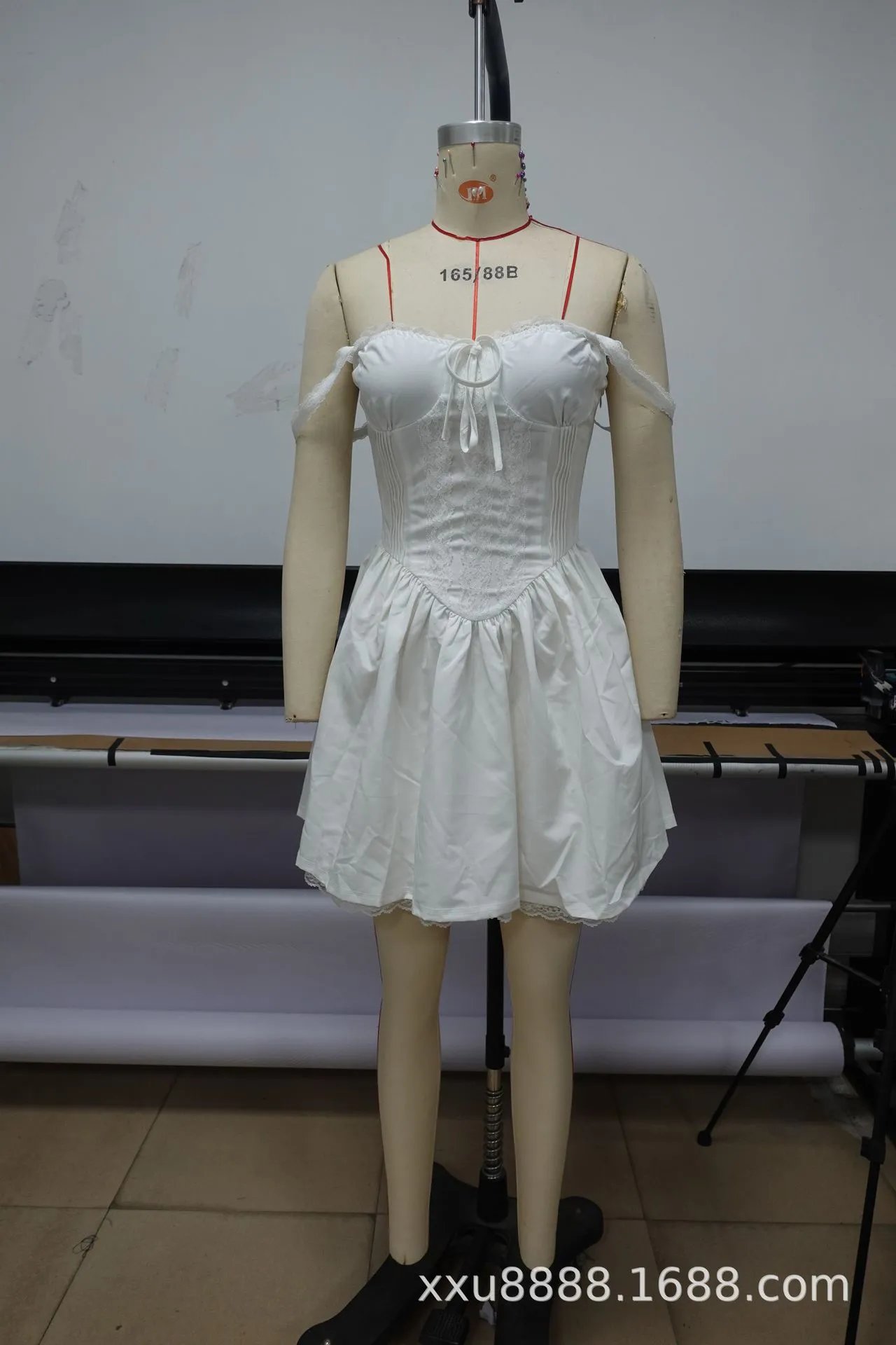 Design Off-Shoulder Lace Corset Mini Dress White - 11