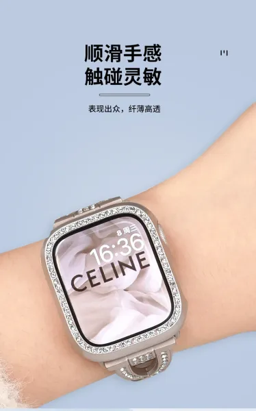 Apple Watch Crystal-Embellished Half-Case with Strap Band Smartwatches - 13