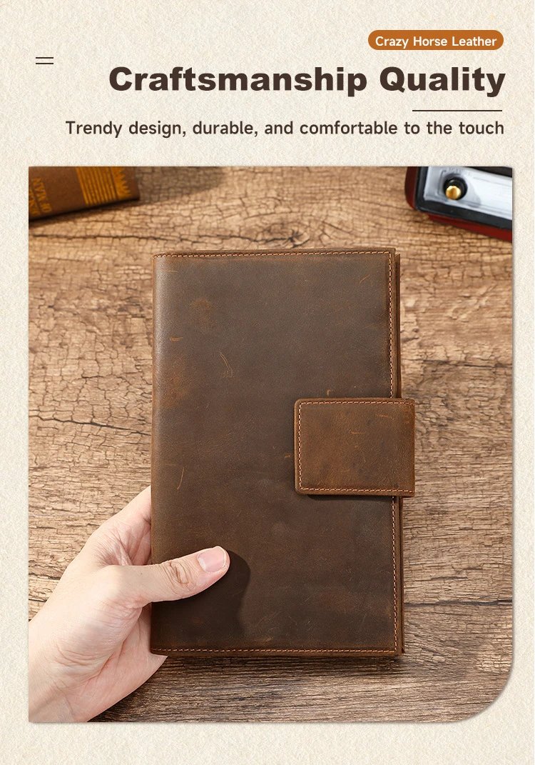Design Vintage-Style Brown Leather Journal Cover Wallets - 4