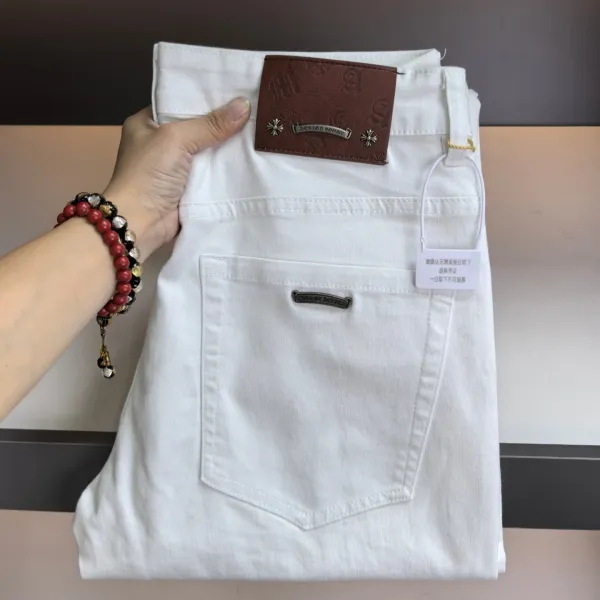 Chrome Hearts White Denim Jeans - 1
