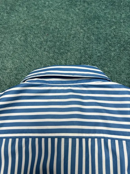 Design Striped Button-Up Shirt Blue and White - 8