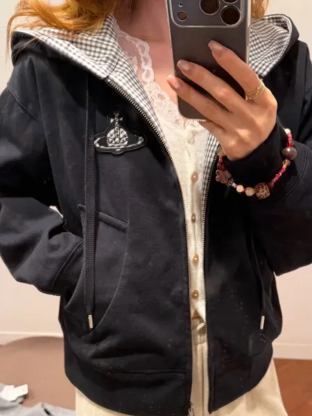 Vivienne Westwood Orb Logo Zip-Up Hoodie Gray - 4