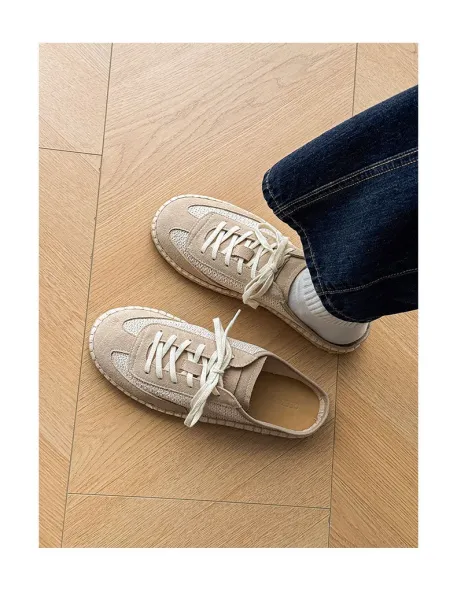Design Espadrille Mule Sneaker Beige Casual Shoes - 6