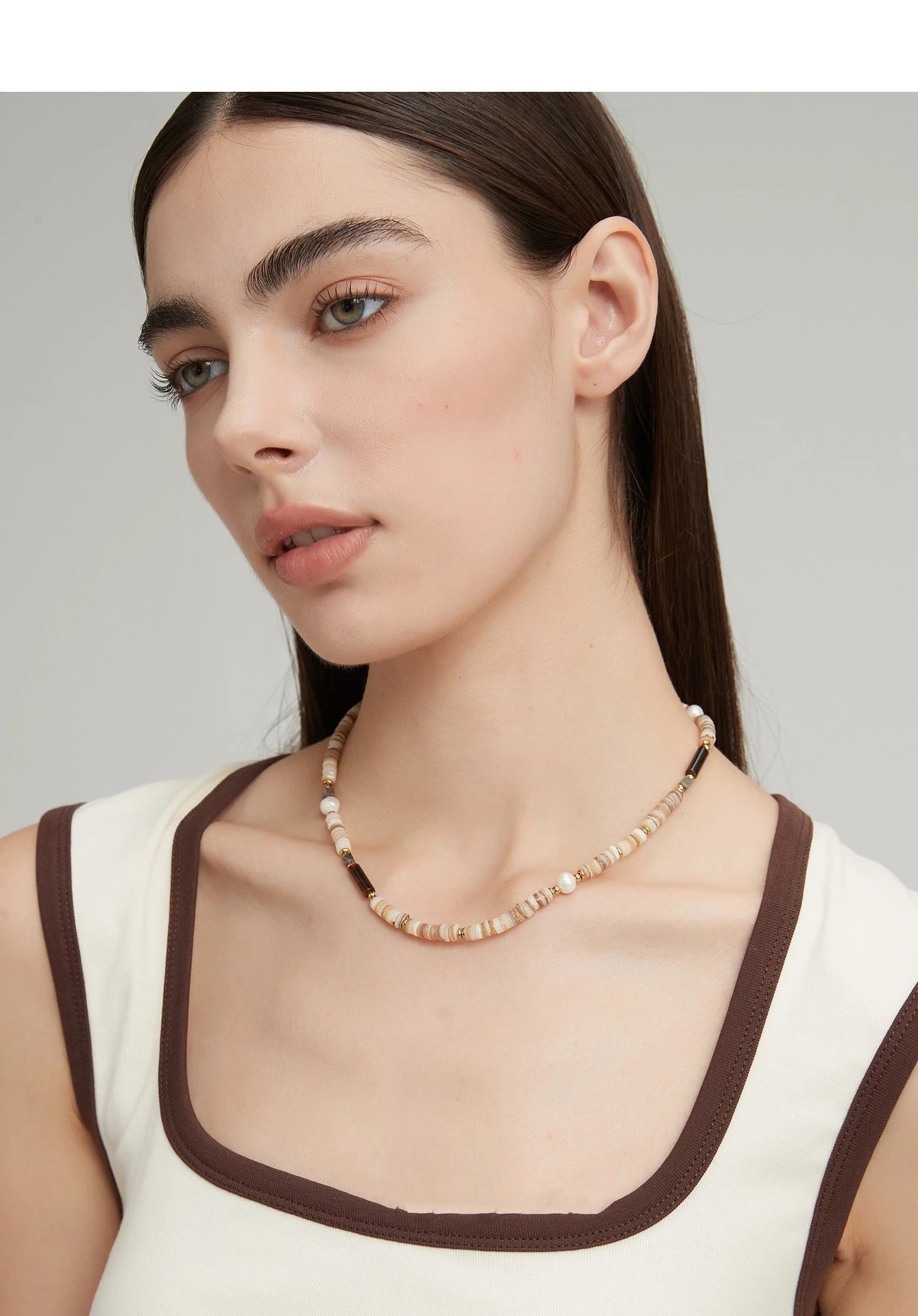 Design Handmade Shell and Pearl Bead Bracelet with Gold-Tone Chain Jewelry - 12