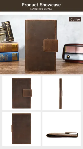 Design Vintage-Style Brown Leather Journal Cover Wallets - 13