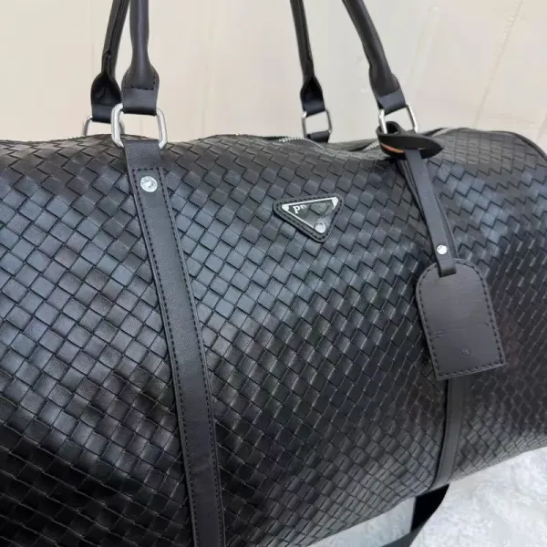 Prada Re-Nylon Crocodile-Embossed Duffle Bag Black - 3