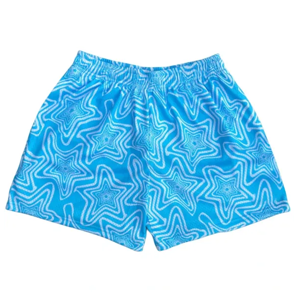 Design Star Pattern Neon Green Mesh Shorts - 4