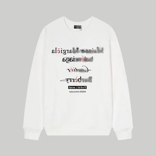 Maison Margiela Artisanal Deconstructed Text Print White Hoodie - 1