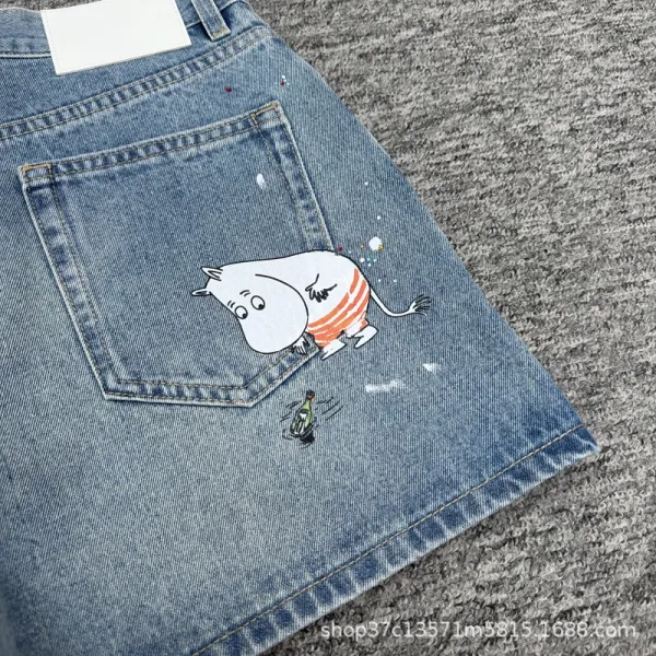 Moomin x Design Denim Shorts Light Wash Blue - 10