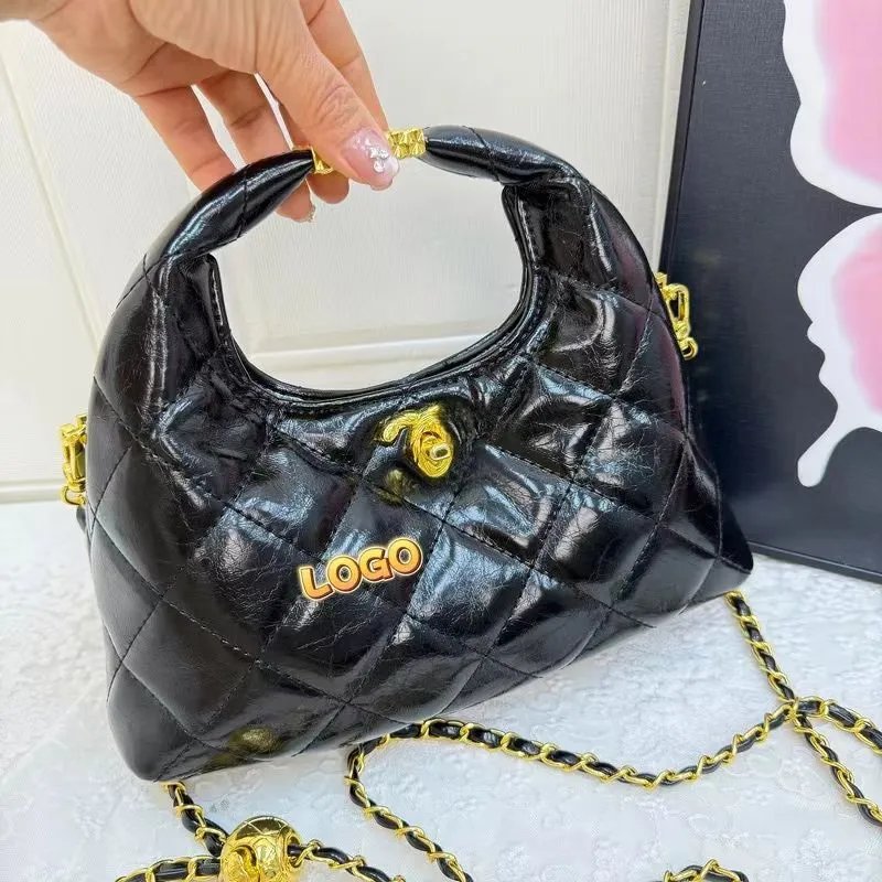 Chanel 22 Bag Black Quilted Patent Leather Chain Shoulder Bag - 4