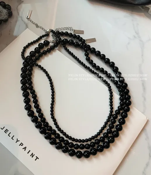Design Black Onyx Bead Choker Necklace Jewelry - 4
