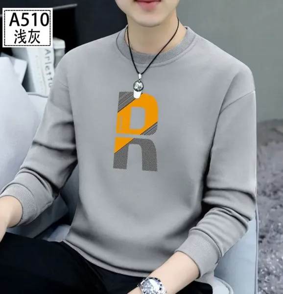 Design Graphic Print Gray Crewneck Sweatshirt Sweater - 14