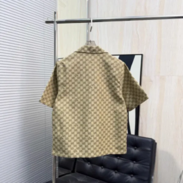 Gucci GG Monogram Print Short-Sleeve Shirt Beige - 4