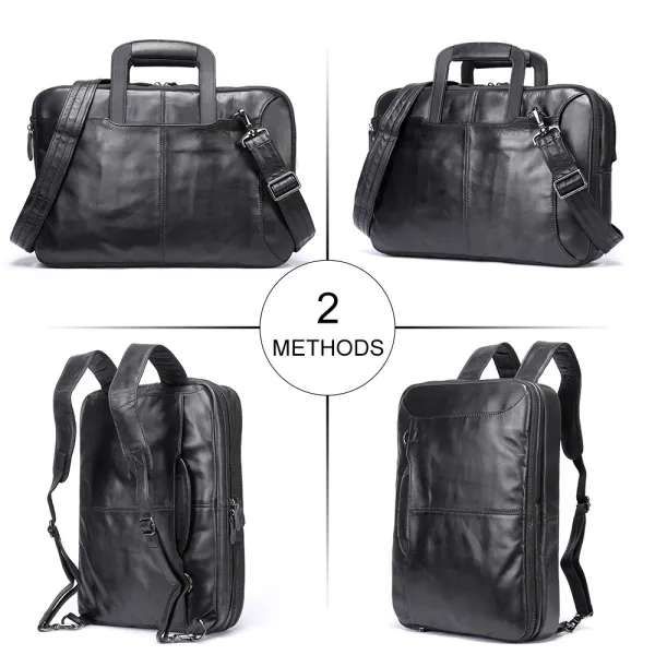 Design Convertible Leather Laptop Bag Black - 1