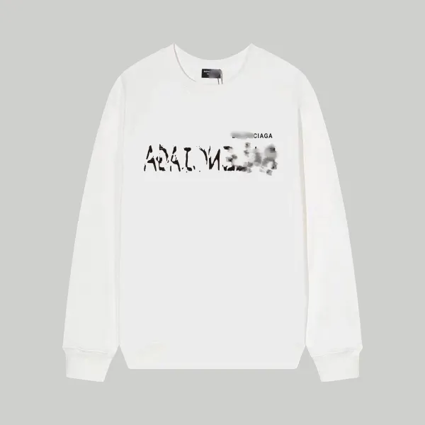 Balenciaga Distorted Logo White Sweatshirt Hoodie - 1