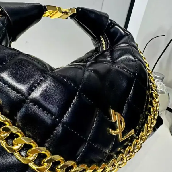 Design Quilted Chain Handle Hobo Bag White - 5