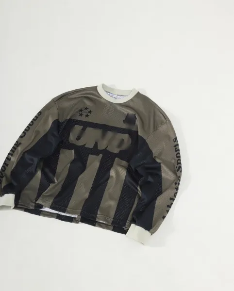 Design UNO Athletic Sports Mesh Long-Sleeve Jersey Olive Black Jersey - 8