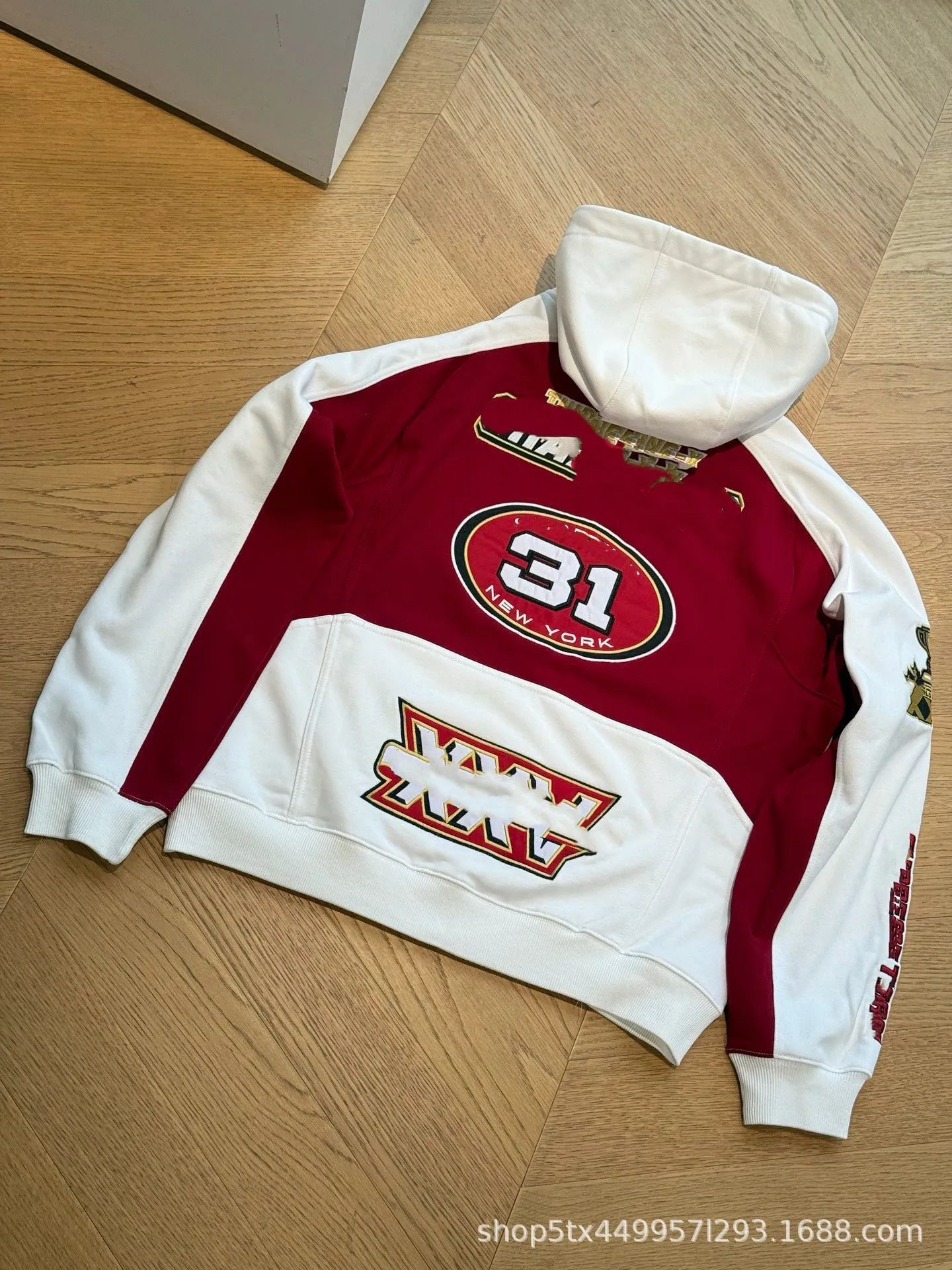 Mitchell & Ness San Francisco 49ers Full-Zip Hoodie White Burgundy - 6