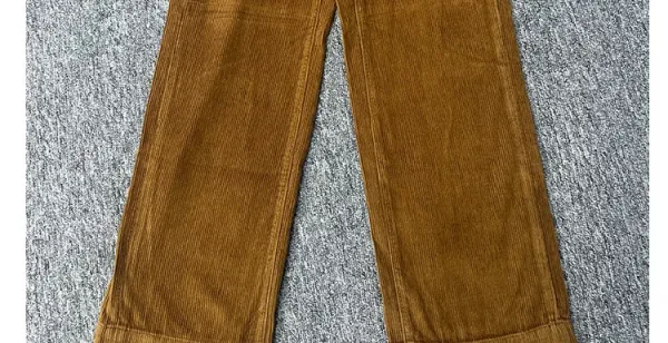 Design Corduroy Wide-Leg Trousers in Mustard Brown Pants - 8