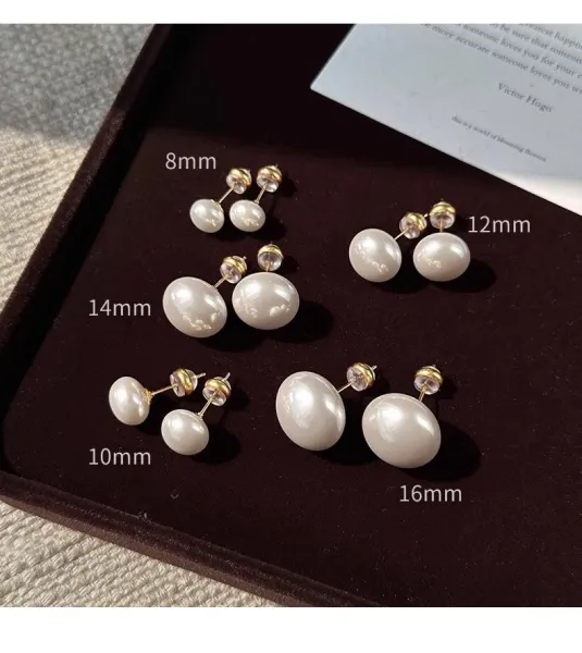Design Pearl Stud Earrings 16mm White Jewelry - 16