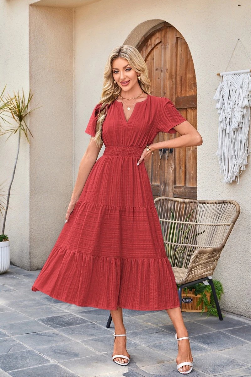 Design Tiered Ruffle Midi Dress Pink - 19