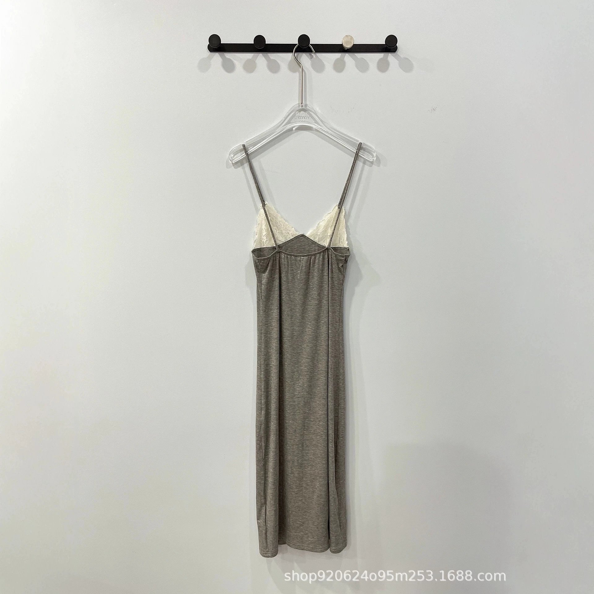 Miu Miu Lace Trim Gray Slip Dress