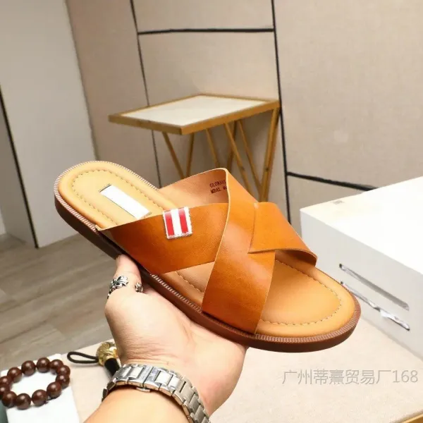 Thom Browne Cross-Strap Velvet Slippers Black - 5