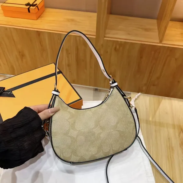 Design Hobo Bag White with Black Trim Shoulder Bag - 16