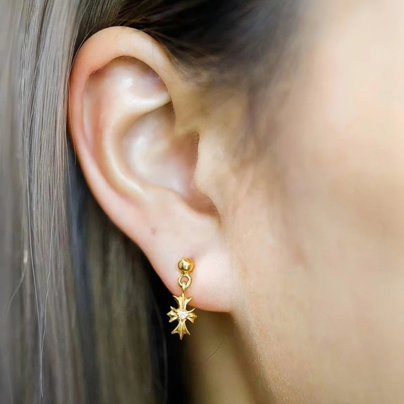 Chrome Hearts Maltese Cross Stud Earrings Gold - 6