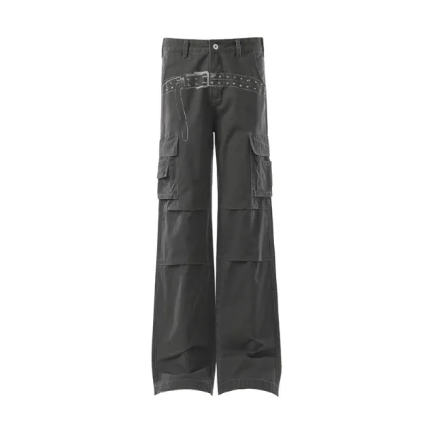Design Cargo Pants Light Blue Wide-Leg - 12