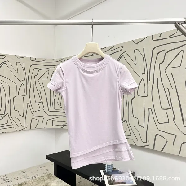 Design Layered Hem T-Shirt Lilac - 1