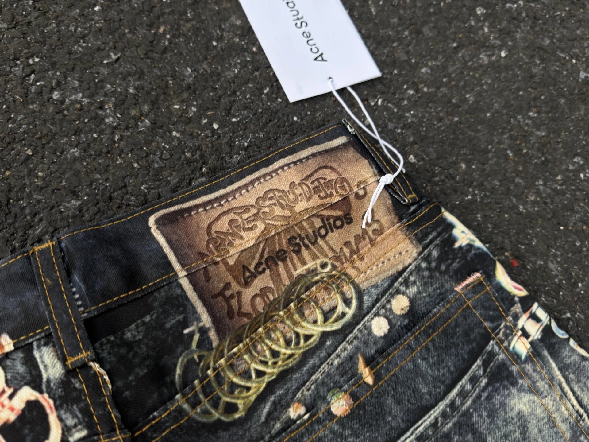 Denim Tears Distressed Print Wide-Leg Jeans Multicolor - 46