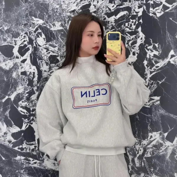 Celine Logo Patch Gray Hoodie - 3