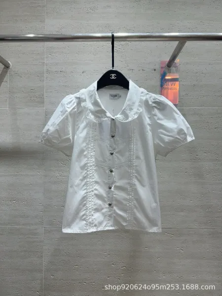 Chanel Striped Peter Pan Collar Shirt Blue - 3