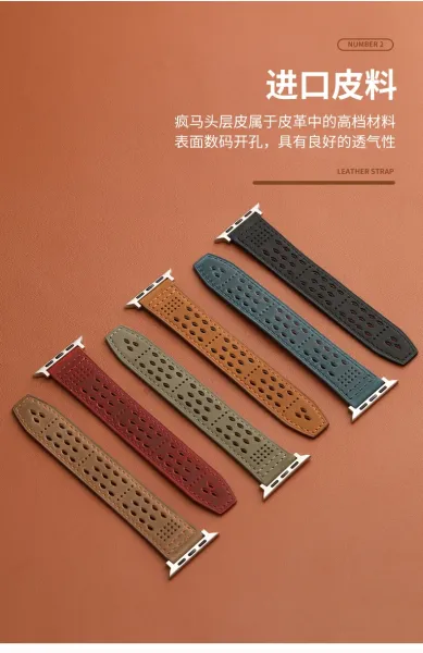 Apple Watch Perforated Leather Band Teal Smartwatch Strap Smartwatches - 10