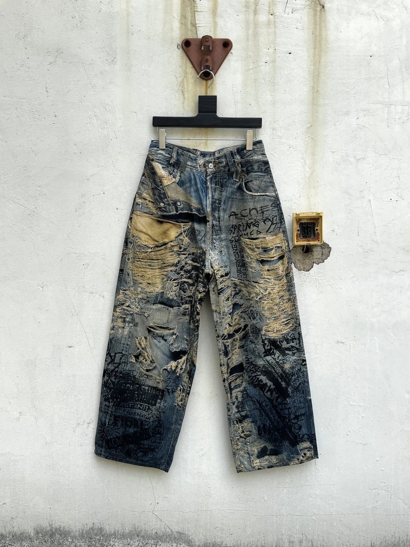 Denim Tears Distressed Print Wide-Leg Jeans Multicolor - 50
